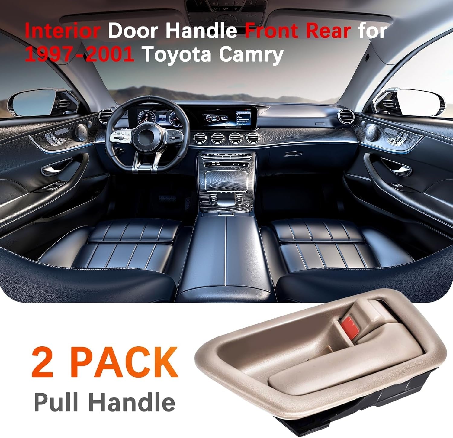 New, FAERSI 2Pcs Inside Interior Door Handle Front Rear Driver & Passenger Side Replacement for 1997 1998 1999 2000 2001 Toyota Camry Beige/Tan