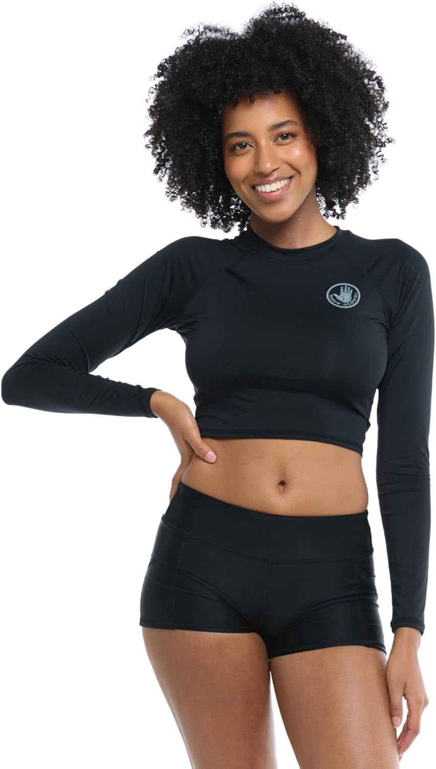 New, Body Glove Women's Standard Let It Be Long Sleeve Crop Top Rashguard with UPF 50+ (Size L)