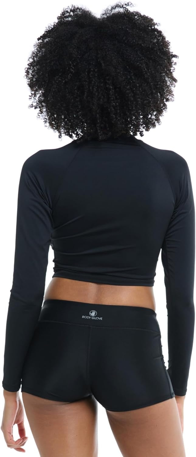 New, Body Glove Women's Standard Let It Be Long Sleeve Crop Top Rashguard with UPF 50+ (Size L)
