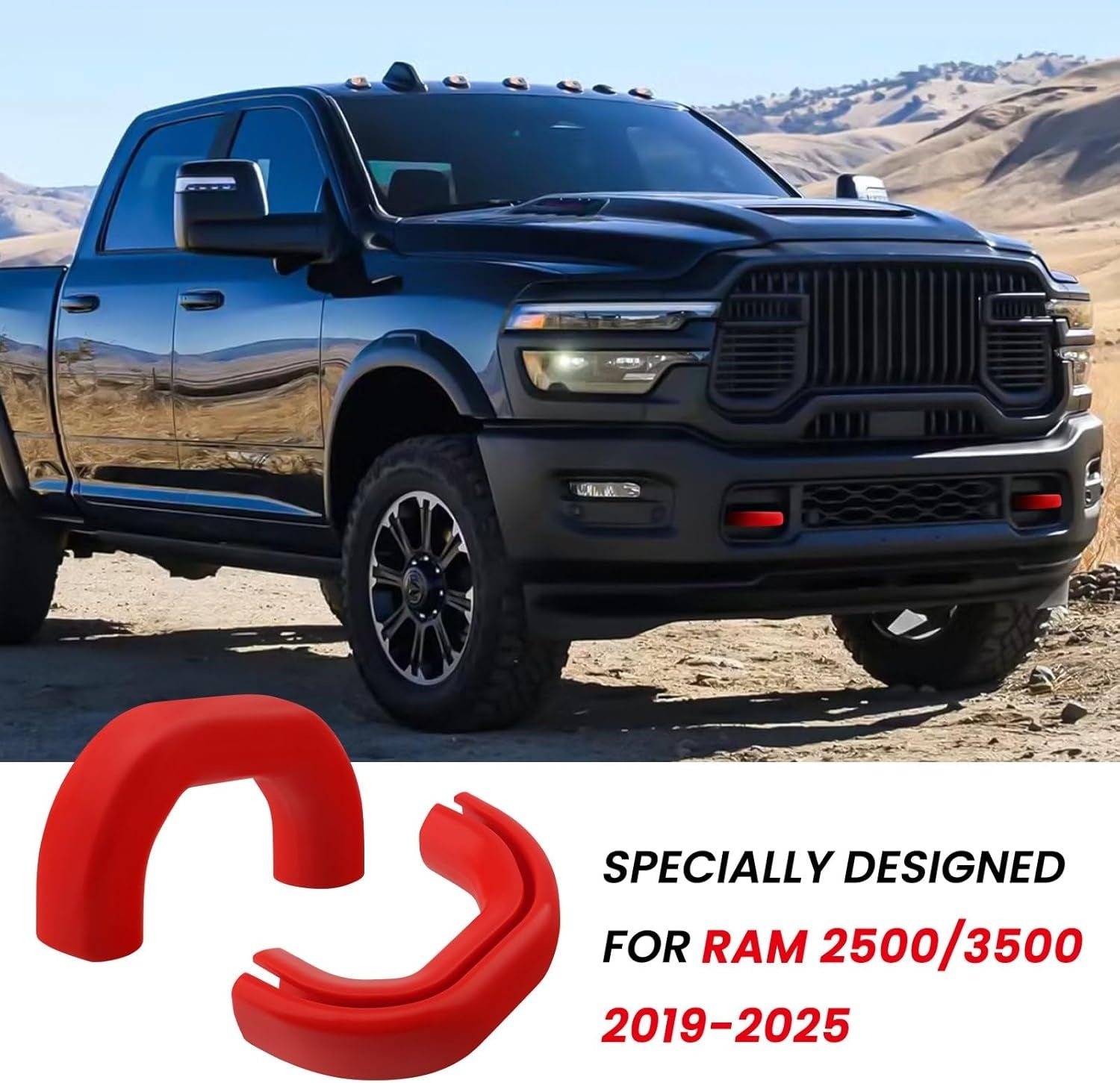 New, Front Tow Hooks Covers for RAM 2500/3500 2019-2025, Hitch Cover Customized Car Tow Hooks Compatible with RAM 2500/3500 Accessories 2019-2025 (Red)