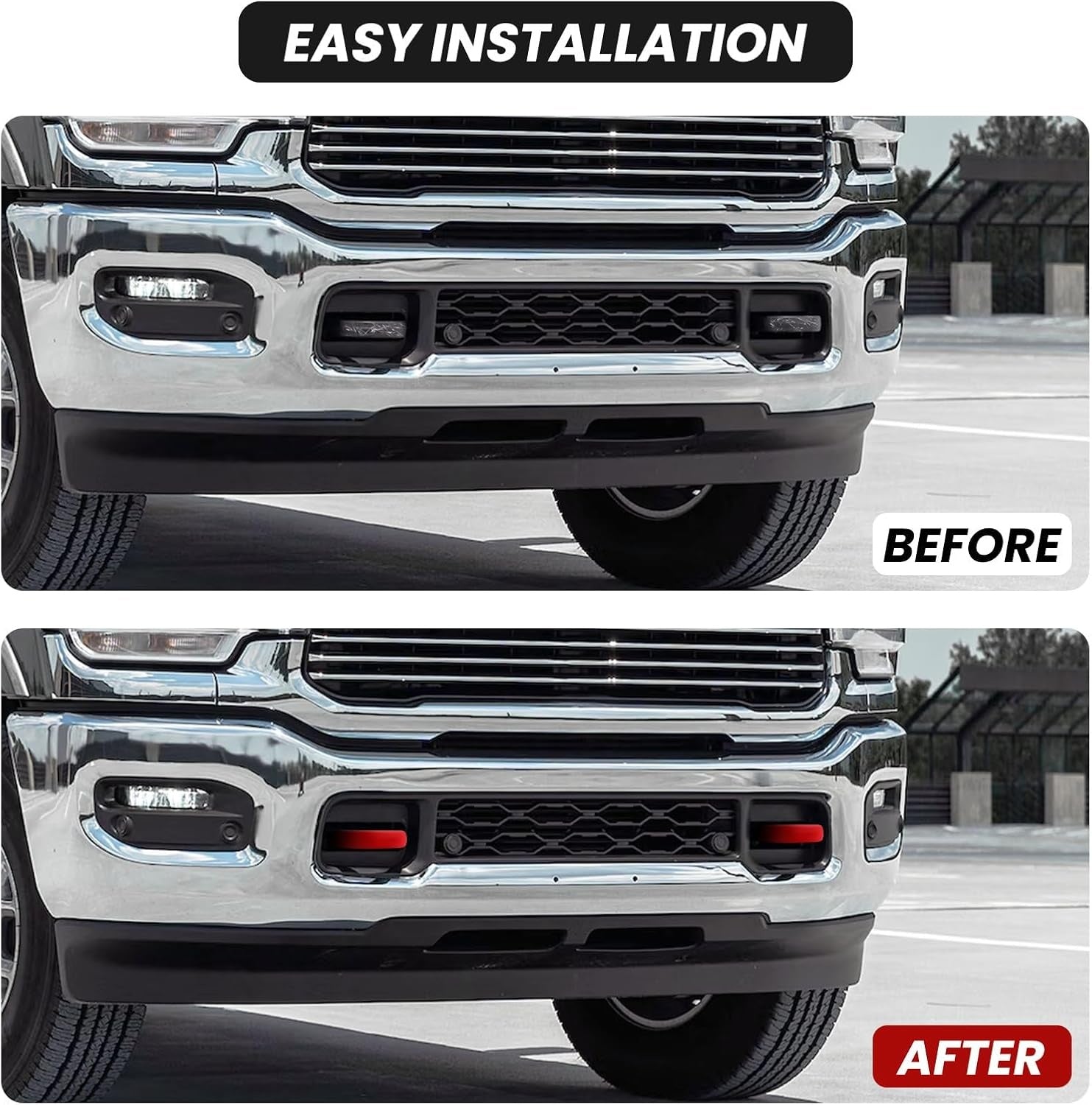 New, Front Tow Hooks Covers for RAM 2500/3500 2019-2025, Hitch Cover Customized Car Tow Hooks Compatible with RAM 2500/3500 Accessories 2019-2025 (Red)