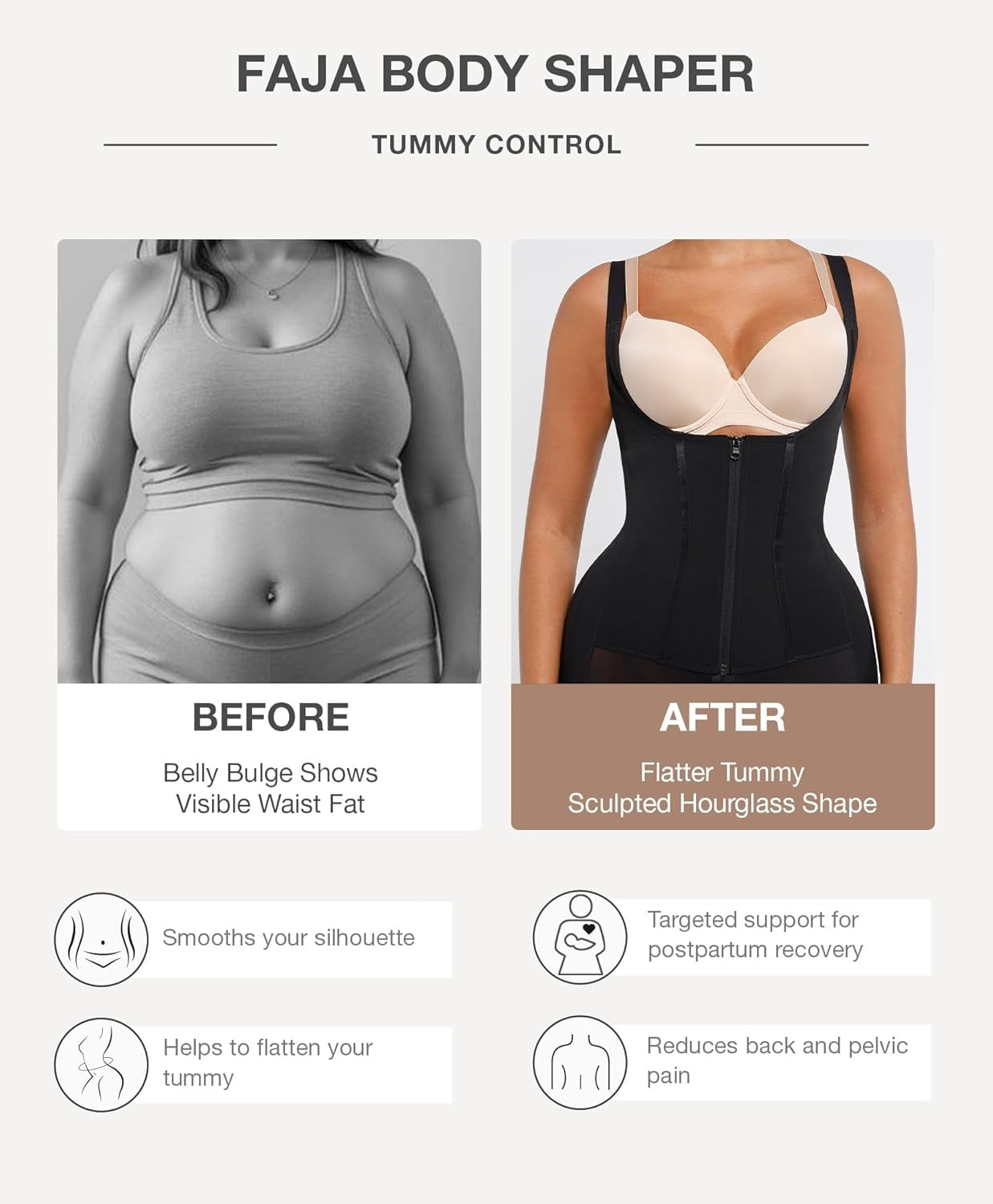 New, Lover-Beauty Fajas Colombianas Moldeadoras Shapewear for Women Tummy Control Postpartum Body Shaper with Zipper Crotch