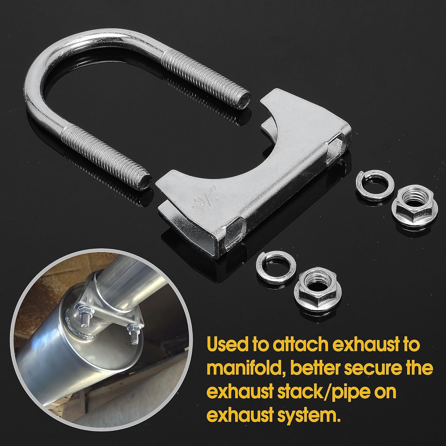 New, 1-3/4" U Bolt Clamp - 1.75 Inch U-Bolt Muffler Clamp for Exhaust System - RV UTV Tractor Motorcycle Replacement Clip