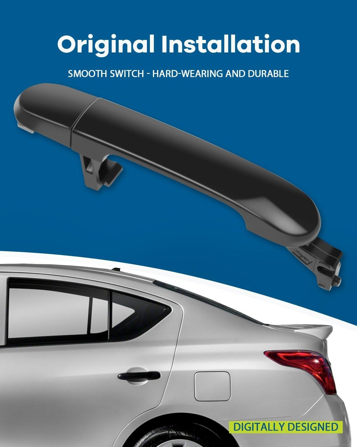 New, LUJUNTEC Exterior Door Handle - Rear Driver Left Side, Black Direct Replacement for 2007-2012 for Nissan for Versa, Replaces OE Numbers 82362