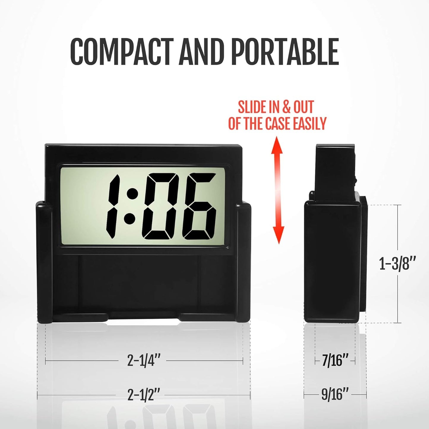 Brand new, Betus Car Dashboard Digital Clock - Vehicle Adhesive Clock with Jumbo Time & Day Display - Mini Automotive Stick On Watch for Car Truck Dashboard & Air Vent(Black Pack of 1)