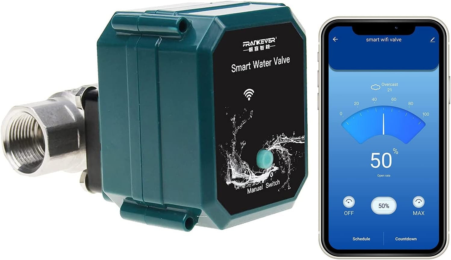 New, Smart Water Valve WIFI Remote Control Faucet Timer for Hose Compatible with Alexa, Google Home (WIFI, DN15(1/2"))