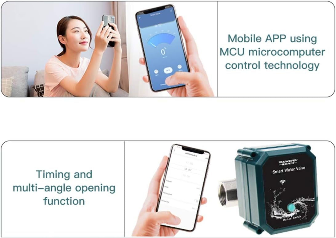 New, Smart Water Valve WIFI Remote Control Faucet Timer for Hose Compatible with Alexa, Google Home (WIFI, DN15(1/2"))