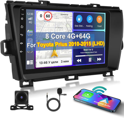 145.99 - New, [8 Core 4+64G] Android 15 Car Stereo for Toyota Prius 2010 2011 2012 2013 2014 2015 with Wireless Carplay/Android Auto, 9" HD Touch Screen with GPS WiFi Bluetooth5.0 FM/RDS Radio 32EQ/DSP SWC