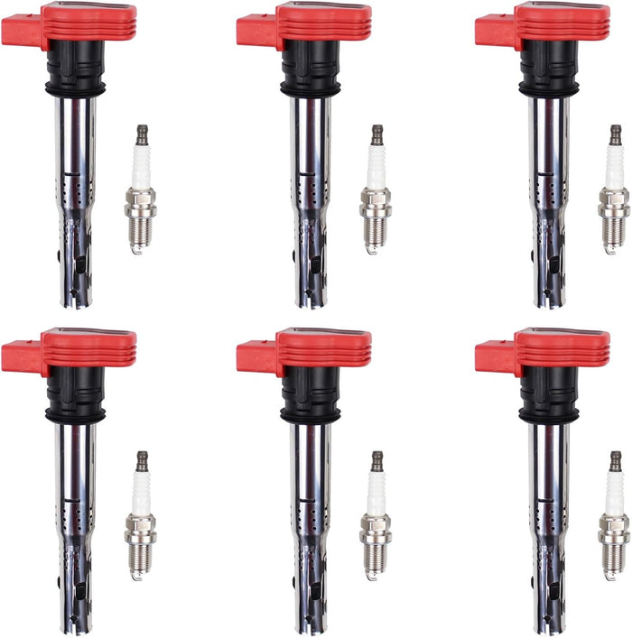 New, ApplianPar Ignition Coil and Spark Plug for Audi A3 A4 A5 A6 A7 A8 Quattro Allroad Q5 Q7 R8 S4 S5 S6 S8 SQ5 TT TTS VW Beetle Golf GTI Jetta Passat Rabbit Touareg 2.0 3.0 3.2 3.6 4.2 2.5