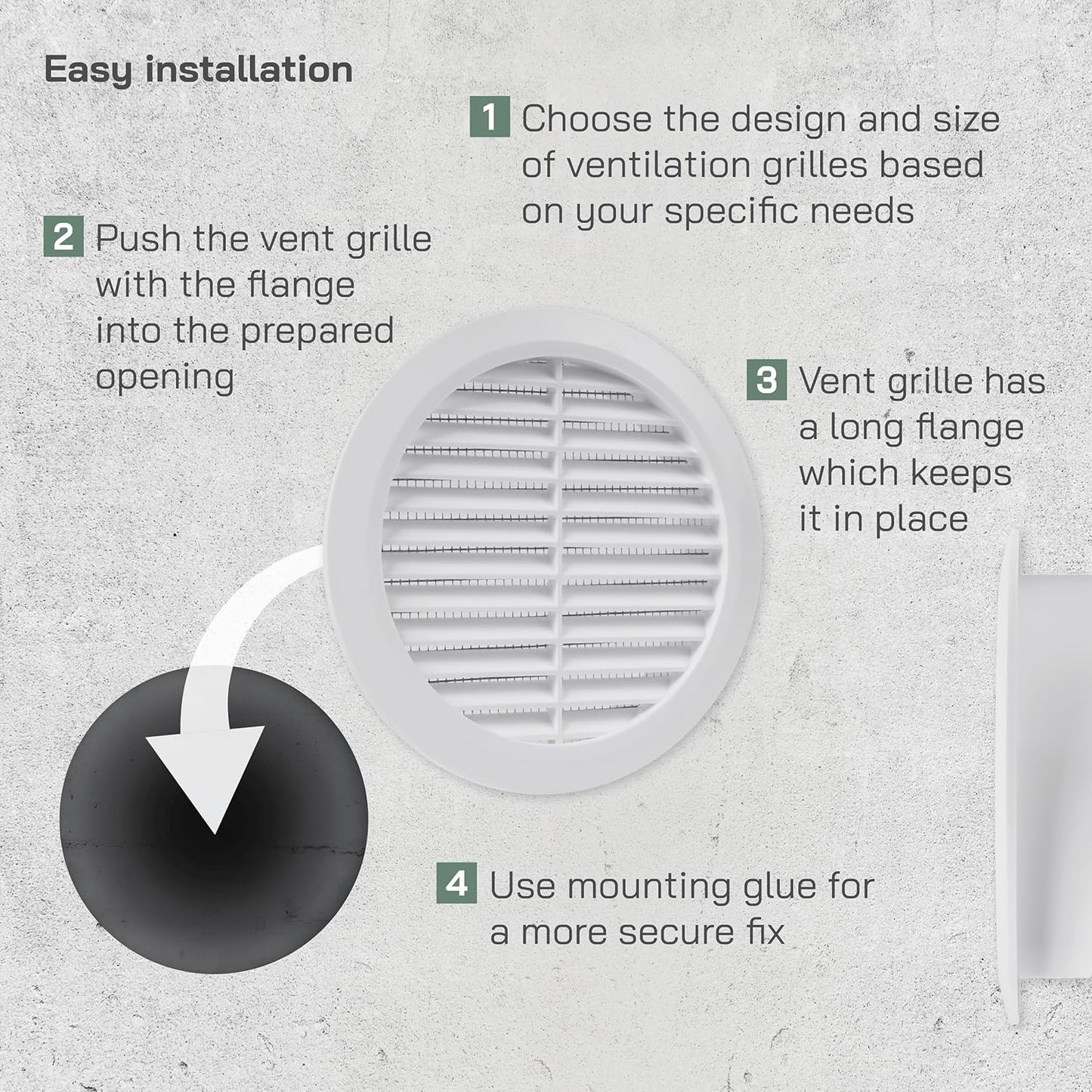 New, Vent Systems 5'' Inch - White - Pack of 5 - Soffit Vent Cover - Round Air Vent Louver - Grill Cover - Built-in Insect Screen - HVAC Vents for Bathroom, Home Office, Kitchen