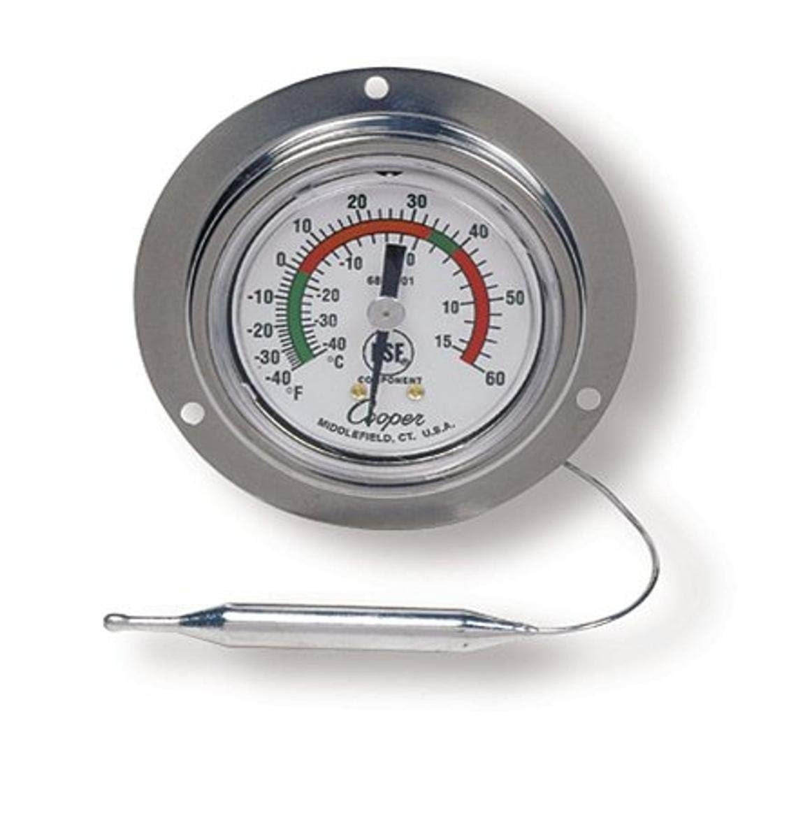 New, Cooper-Atkins 6812-01-3 Vapor Tension Panel Thermometer with Back Flange, NSF Certified, -40/60°F Temperature Range