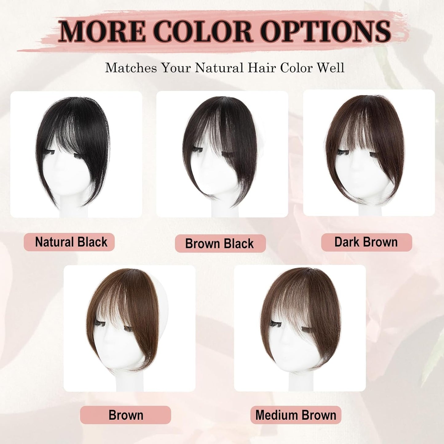 New, Bangs Hair Clip - Brown Black Clip in Bangs Real Human Hair, Fake Bangs Clip on Bangs for Women Fringe with Temples French Bangs Hair Extensions for Daily Wear