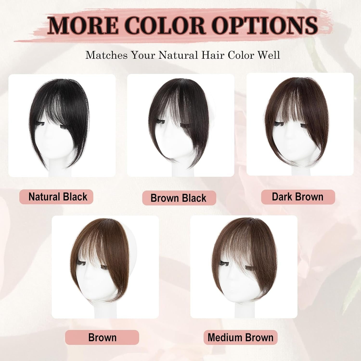 New, Bangs Hair Clip - Brown Black Clip in Bangs Real Human Hair, Fake Bangs Clip on Bangs for Women Fringe with Temples French Bangs Hair Extensions for Daily Wear