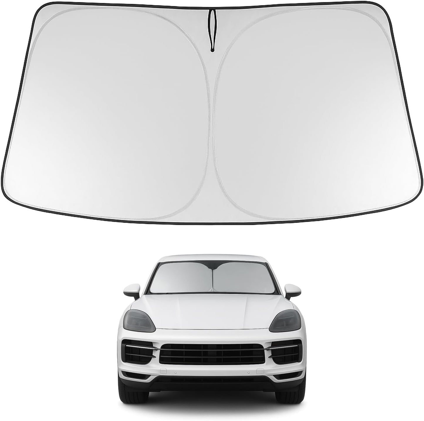 New, Proadsy 2025 Upgrade Windshield Sun Shade Custom Fit 2019–2023 2024 2025 Porsche Cayenne Foldable Front Sunshade Protector Sun Visor Blocks UV Rays Keep Car Cooler