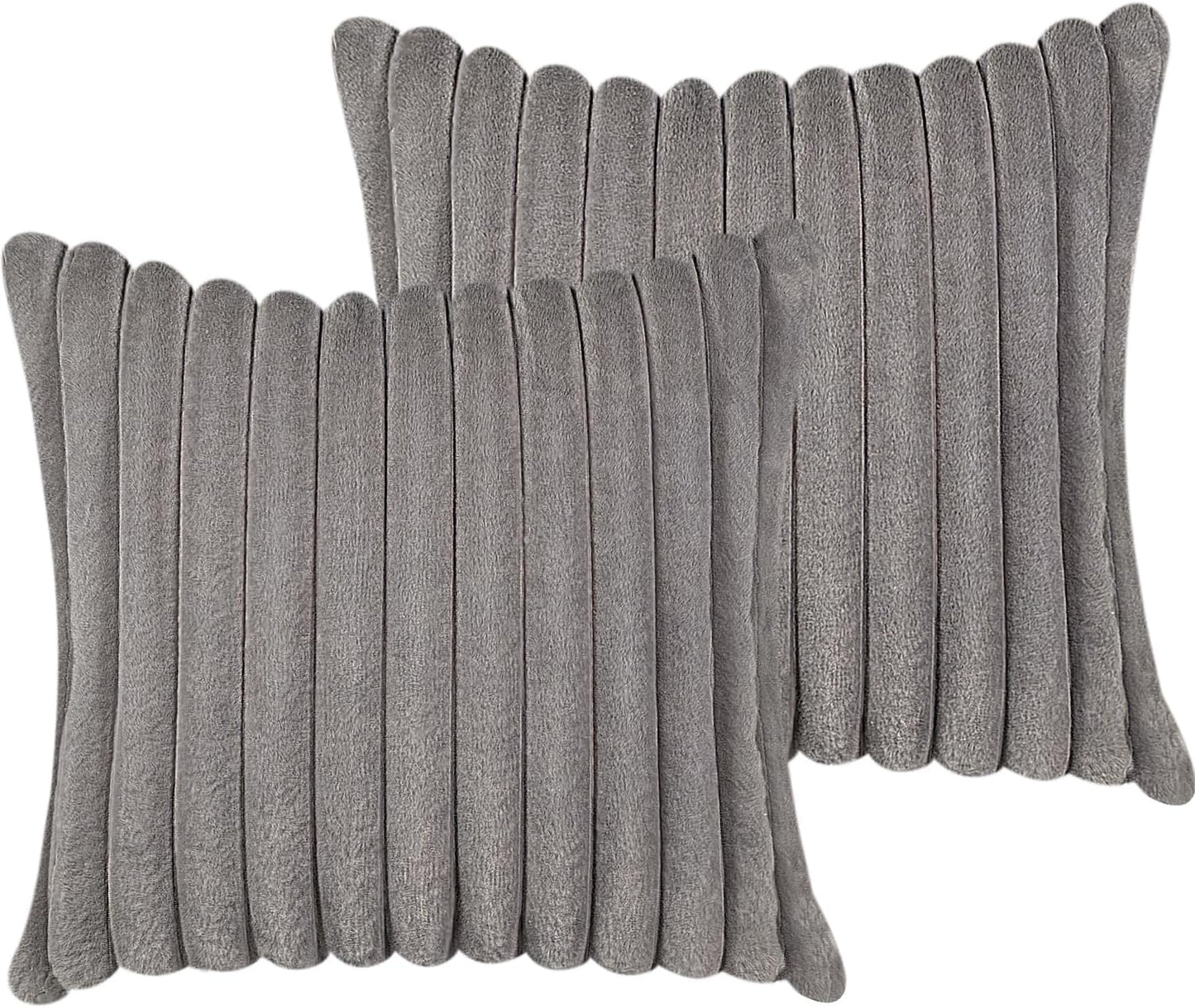 New, 18x18 Throw Pillow Covers Set of 2, Decorative Faux Fur Covers for Bed, Couch Soft Fluffy Pillow Cover with Velvet Back for Living Room, Neutral Home Décor Accent for Sofa - Dark Gray