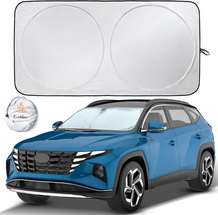 New, EcoNour Car Front Windshield Sun Shade for Car | SUV Accessories for Maximum Sun and Heat Protection | UV-Blocking Windshield Dash Cover & Sun Visor for Cooler Interior | Large (64 x 34 Inches)