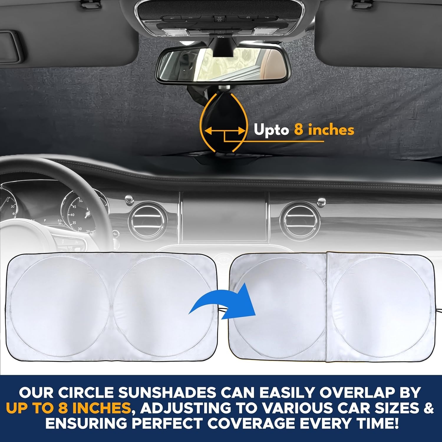 New, EcoNour Car Front Windshield Sun Shade for Car | SUV Accessories for Maximum Sun and Heat Protection | UV-Blocking Windshield Dash Cover & Sun Visor for Cooler Interior | Large (64 x 34 Inches)