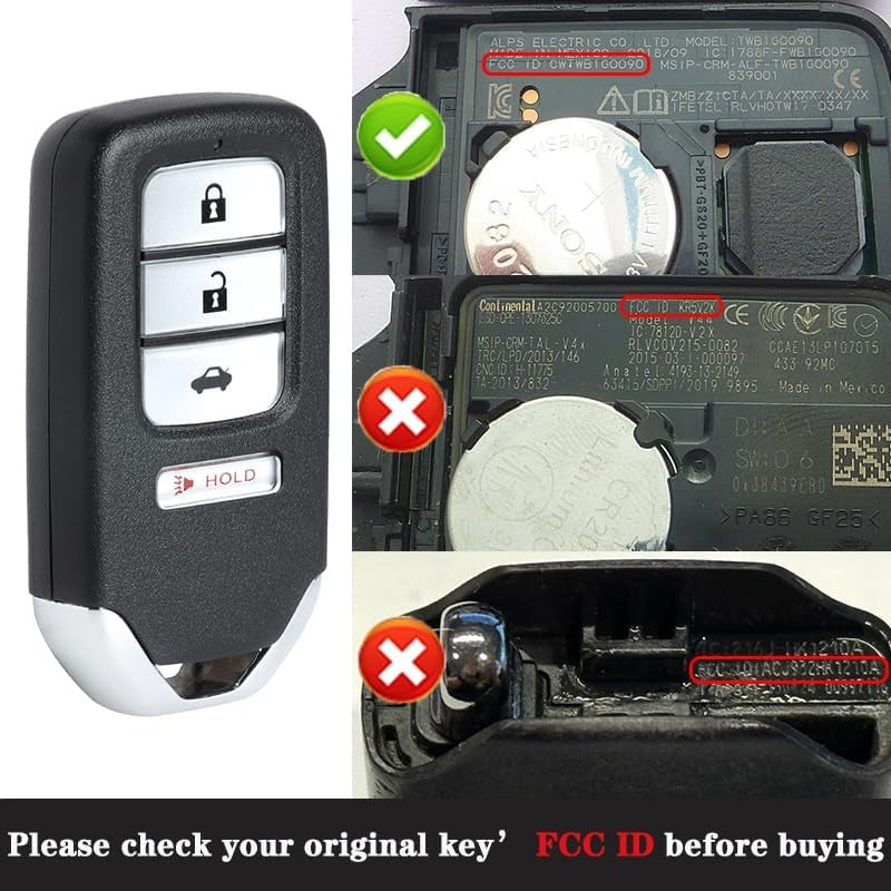 New, Beefunny Replacement Remote Keyless Entry Key Fob for Honda Accord LX Sport 20SPT 2018 2019 2020 2021 2022 FCC ID:CWTWB1G0090 PN: 72147-TVA-A11 4Buttons 433.92MHz FSK 4A Chip (with chip)