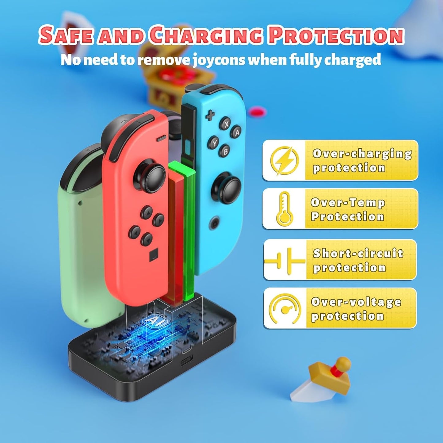 New, FastSnail Charging Dock Compatible with Nintendo Switch for Joy Con & OLED Model Controller with Lamppost LED Indication, Charger Stand Station with Charging Cable