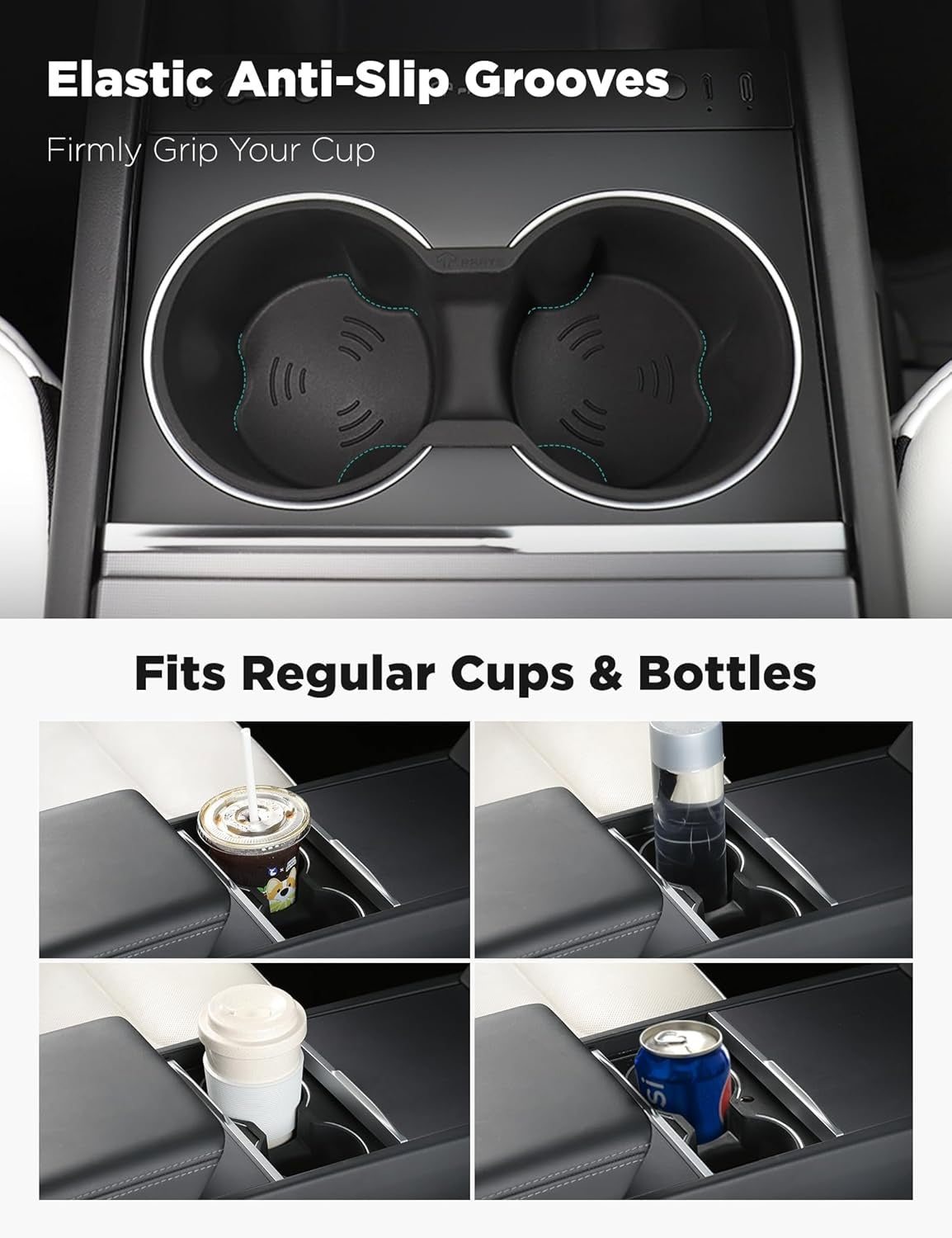 New, TPARTS Silicone Center Console Cup Holder Insert for New Tesla Model Y Juniper 2025+/Model 3 Highland 2024+ Anti-Slip Dust & Water Proof Noise Free Precise Fitment & Easy Installation