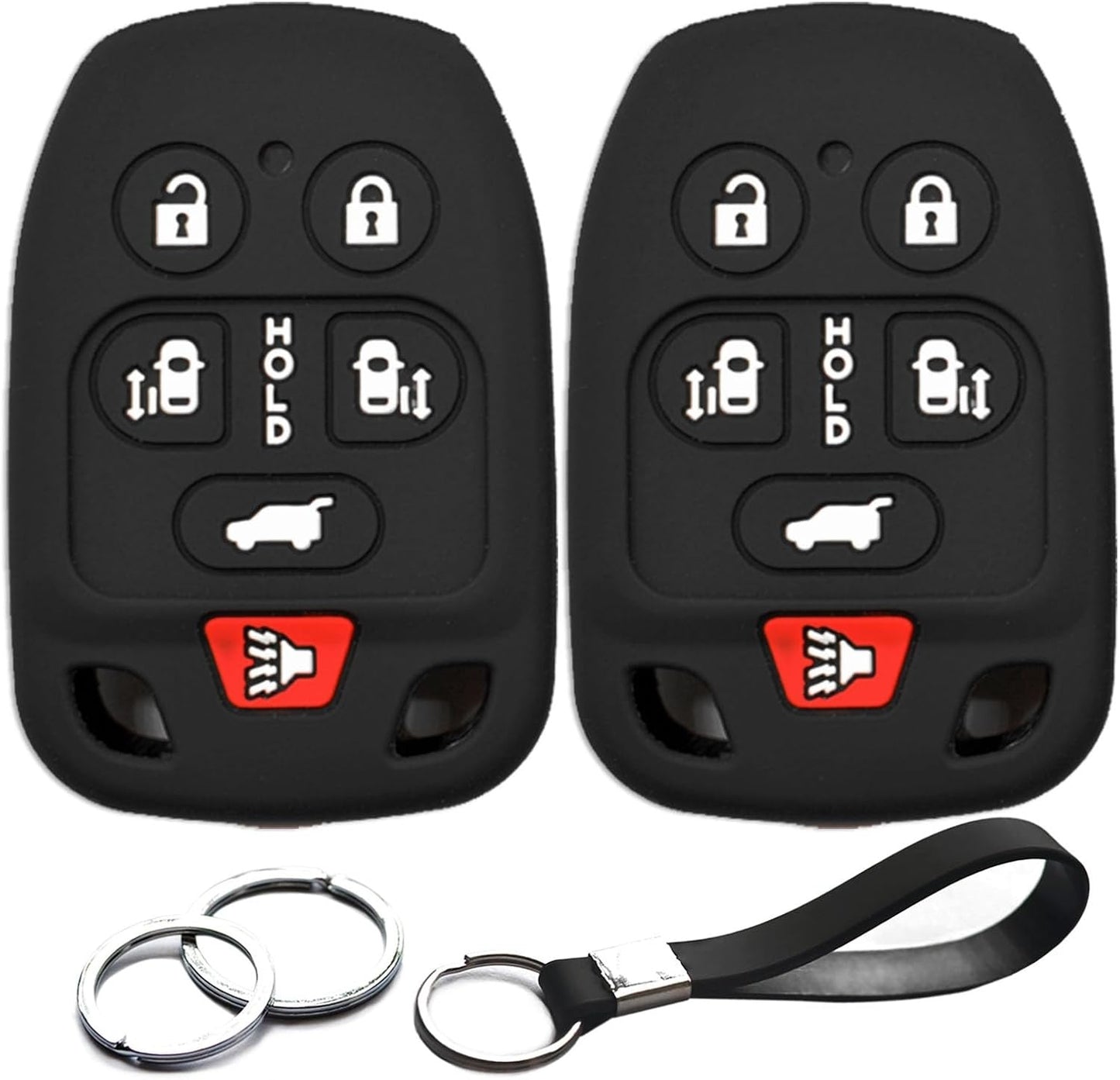 New, 2pcs Compatible with Honda Odyssey EX EX-L LX SE Touring Elite EXL Black Key Fob Cover Case Key Chain Protector Keyless Remote Holder N5F-A04TAA