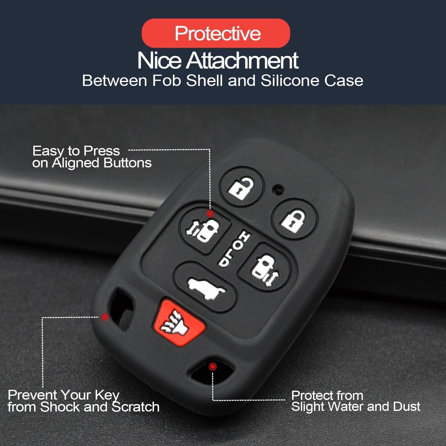 New, 2pcs Compatible with Honda Odyssey EX EX-L LX SE Touring Elite EXL Black Key Fob Cover Case Key Chain Protector Keyless Remote Holder N5F-A04TAA