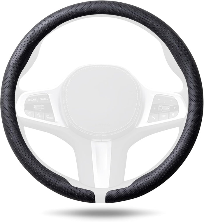 New, Aimato Nappa Leather Steering Wheel Cover, Ultra-Thin Car Steering Wheel Cover,Comfortable & Breathable Microfiber,Universal Fit for Most Cars, Black