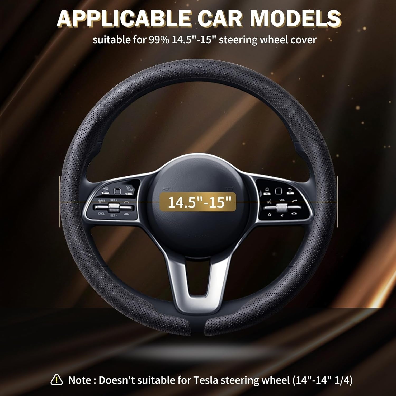 New, Aimato Nappa Leather Steering Wheel Cover, Ultra-Thin Car Steering Wheel Cover,Comfortable & Breathable Microfiber,Universal Fit for Most Cars, Black