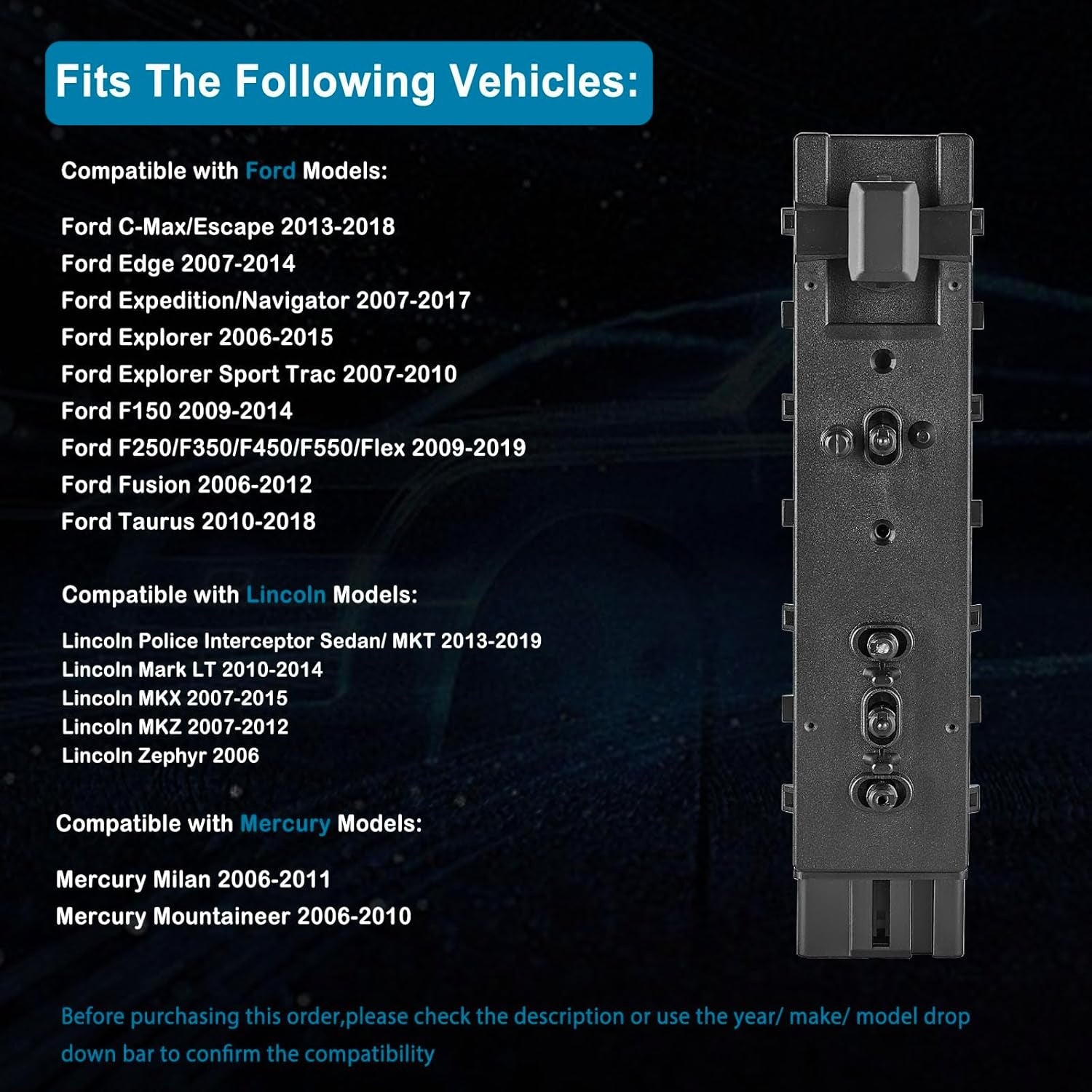 New, Front Right Passenger Side Power Seat Switch Replacement for Ford Edge Escape Explorer Fusion Expedition F150, Lincoln & Mercury, Power Seat Adjustment Control Switch, 9L3Z14A701FA, DE9Z14A701BA