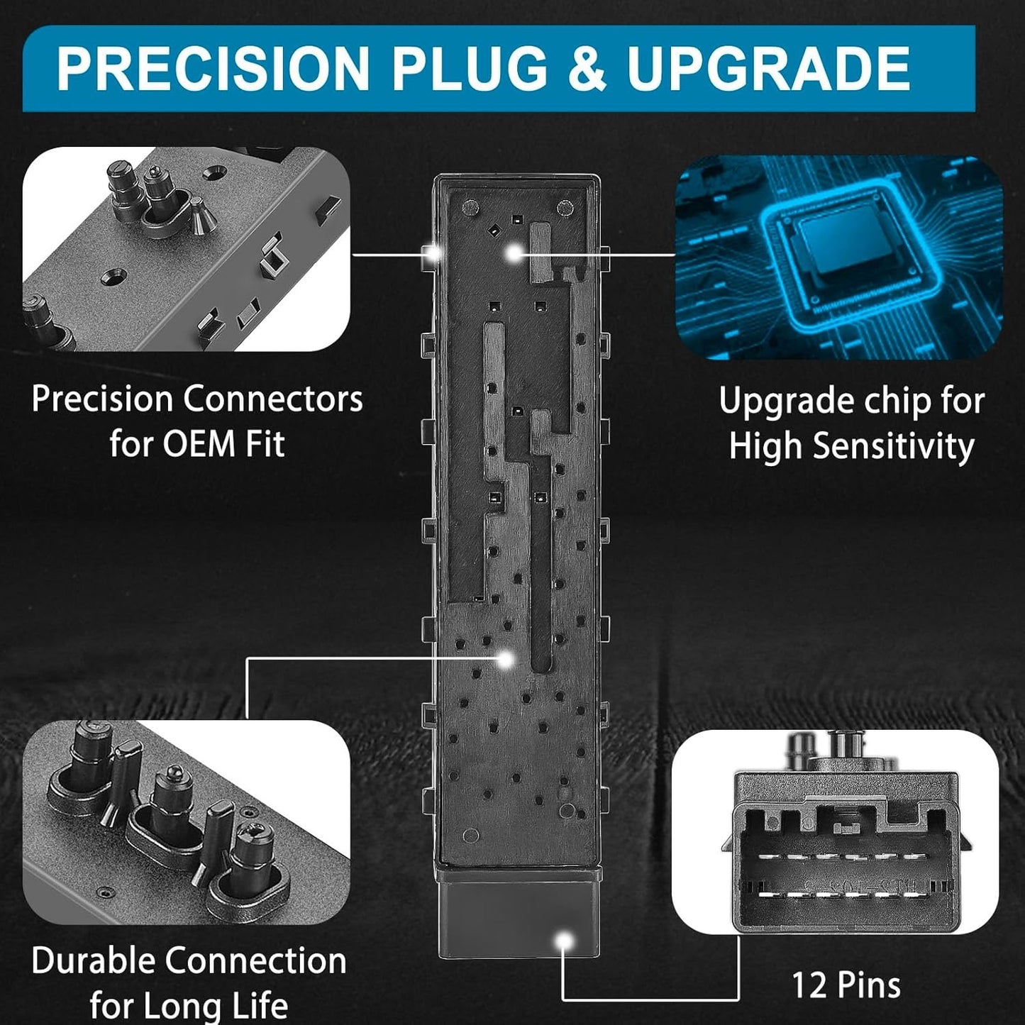 New, Front Right Passenger Side Power Seat Switch Replacement for Ford Edge Escape Explorer Fusion Expedition F150, Lincoln & Mercury, Power Seat Adjustment Control Switch, 9L3Z14A701FA, DE9Z14A701BA