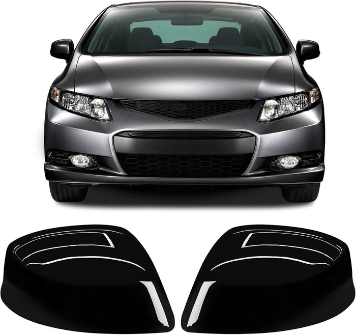New, Moonlinks Compatible with 2012-2015 Honda Civic Side Mirror Cover Replacement,Glossy Black LH & RH Side Door Rearview Mirror Cap for 9th Gen Civic(1 Pair