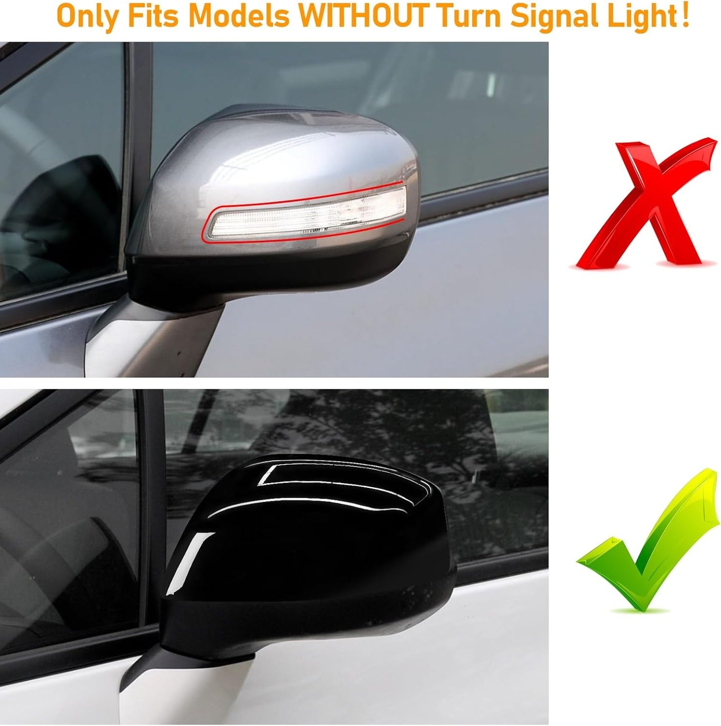 New, Moonlinks Compatible with 2012-2015 Honda Civic Side Mirror Cover Replacement,Glossy Black LH & RH Side Door Rearview Mirror Cap for 9th Gen Civic(1 Pair