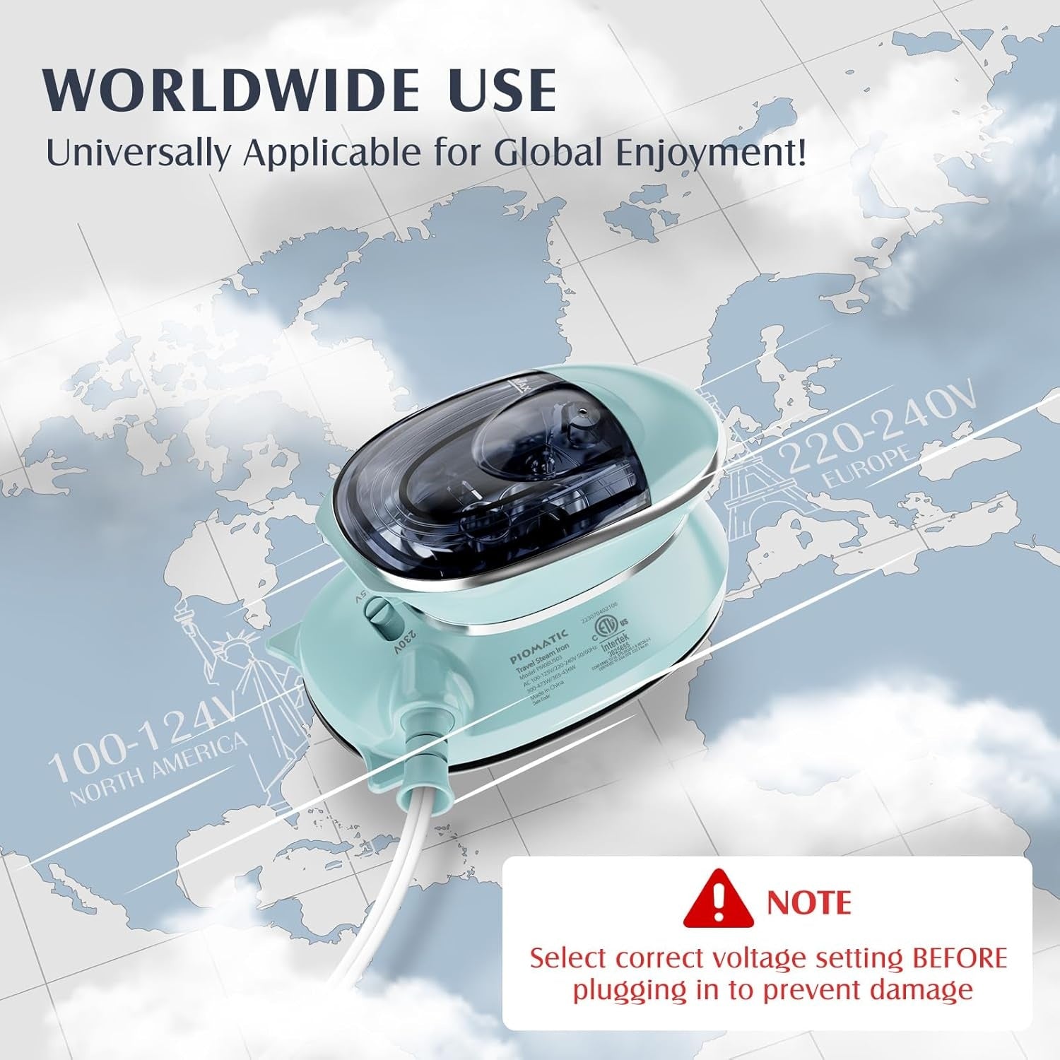 New, Travel Iron Mini with Steam for Clothes with Dual Voltage, Portable Mini Ironing Machine with Non-Stick Soleplate, Small Iron for Sewing, Quilting and Handcraft