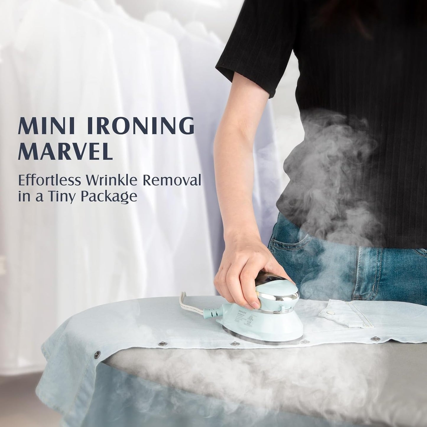 New, Travel Iron Mini with Steam for Clothes with Dual Voltage, Portable Mini Ironing Machine with Non-Stick Soleplate, Small Iron for Sewing, Quilting and Handcraft