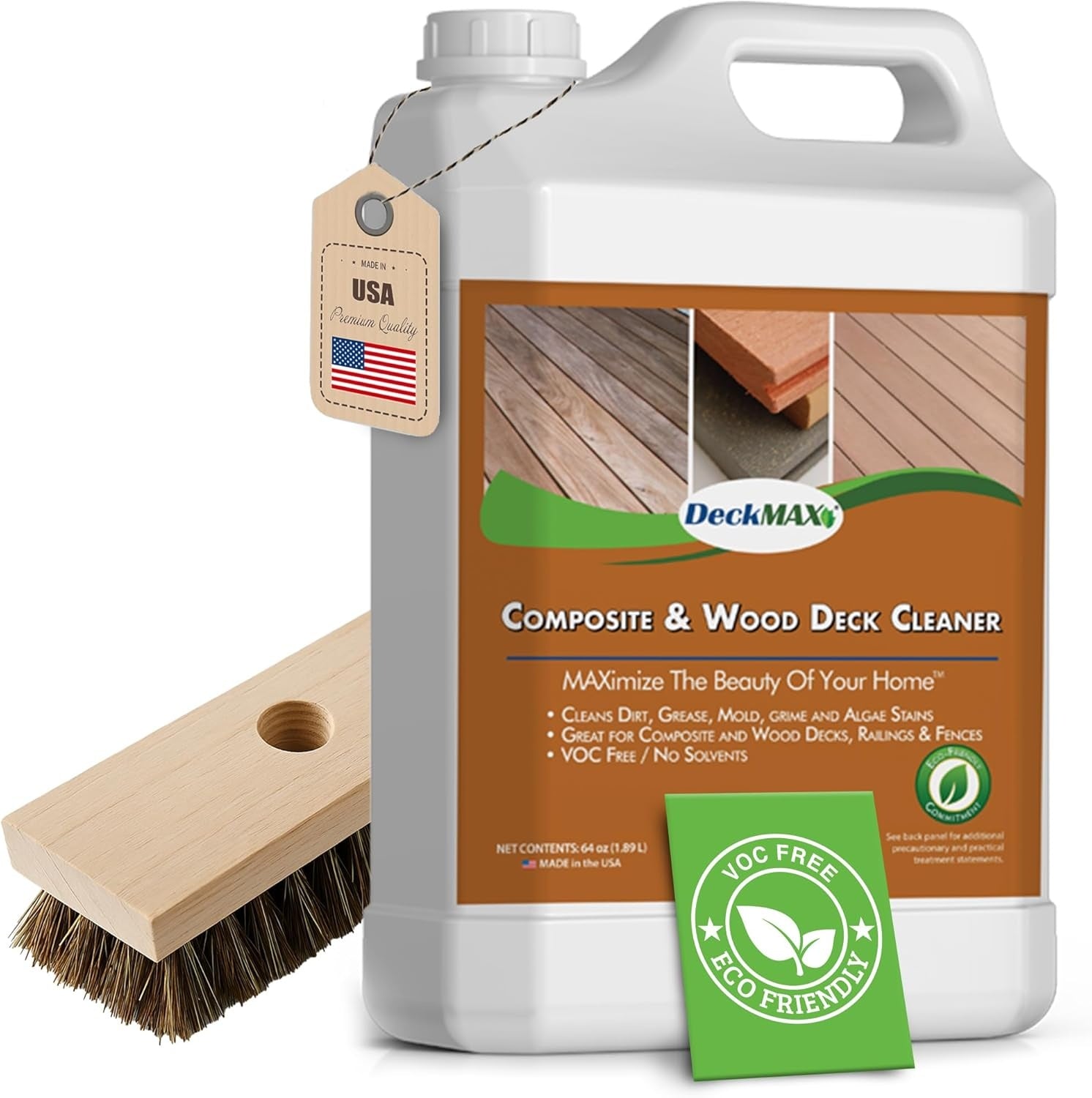 New, Premium Deck Cleaner Kit | Deck Cleaner and Mildew Remover | Cleans up to 1,500 Sq. Ft. | Safe for Trex, Timbertech & Wood Decking | Powerful & Eco-Friendly Deck's Cleaning Solution