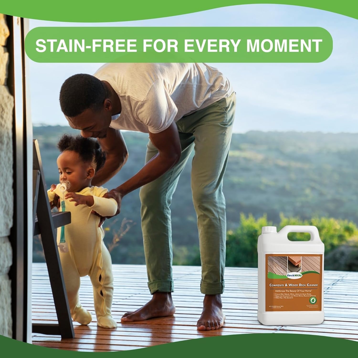 New, Premium Deck Cleaner Kit | Deck Cleaner and Mildew Remover | Cleans up to 1,500 Sq. Ft. | Safe for Trex, Timbertech & Wood Decking | Powerful & Eco-Friendly Deck's Cleaning Solution