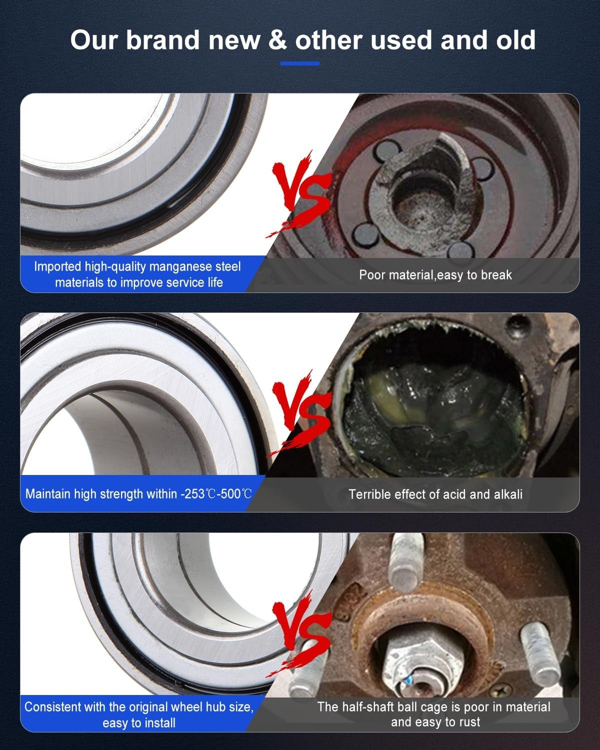 New, ECCPP Wheel Hub and Bearing Assembly Front 510078 fit for Hyundai Elantra 2001-2006, for Hyundai Tiburon 2003-2008, for Kia Wheel Bearing Hubs 1pc