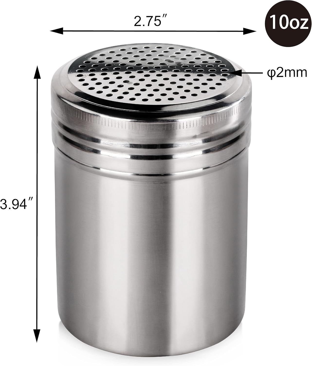 New, New Star Foodservice 28478 Stainless Steel Dredge Shaker, 10-Ounce, Set of 2
