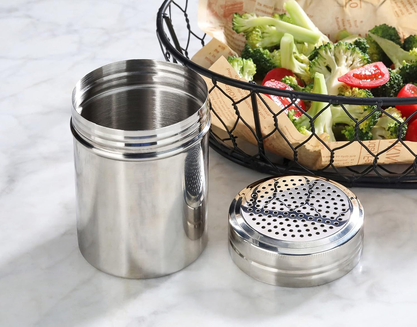 New, New Star Foodservice 28478 Stainless Steel Dredge Shaker, 10-Ounce, Set of 2