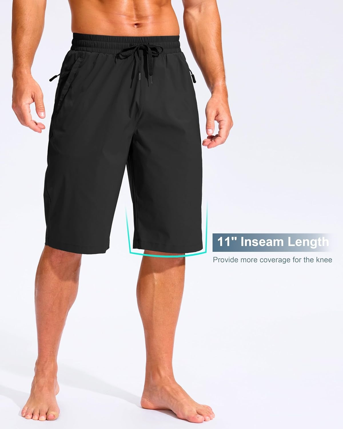 New, G Gradual Men's 11" Board Shorts with 3 Zipper Pockets Long Swim Trunks Quick Dry Bathing Suit Swimwear Beach Shorts No Liner