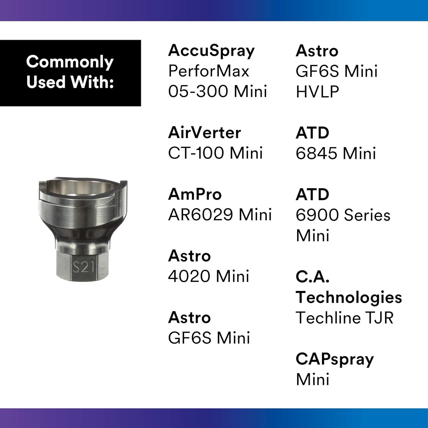 New, 3M PPS 2.0 Spray Gun Adapter #S21, 26105, 14 mm Female, 1.0 mm Thread, Connects Numerous Paint Gun Brands to PPS 2.0 Paint Spray System, 1 Pack