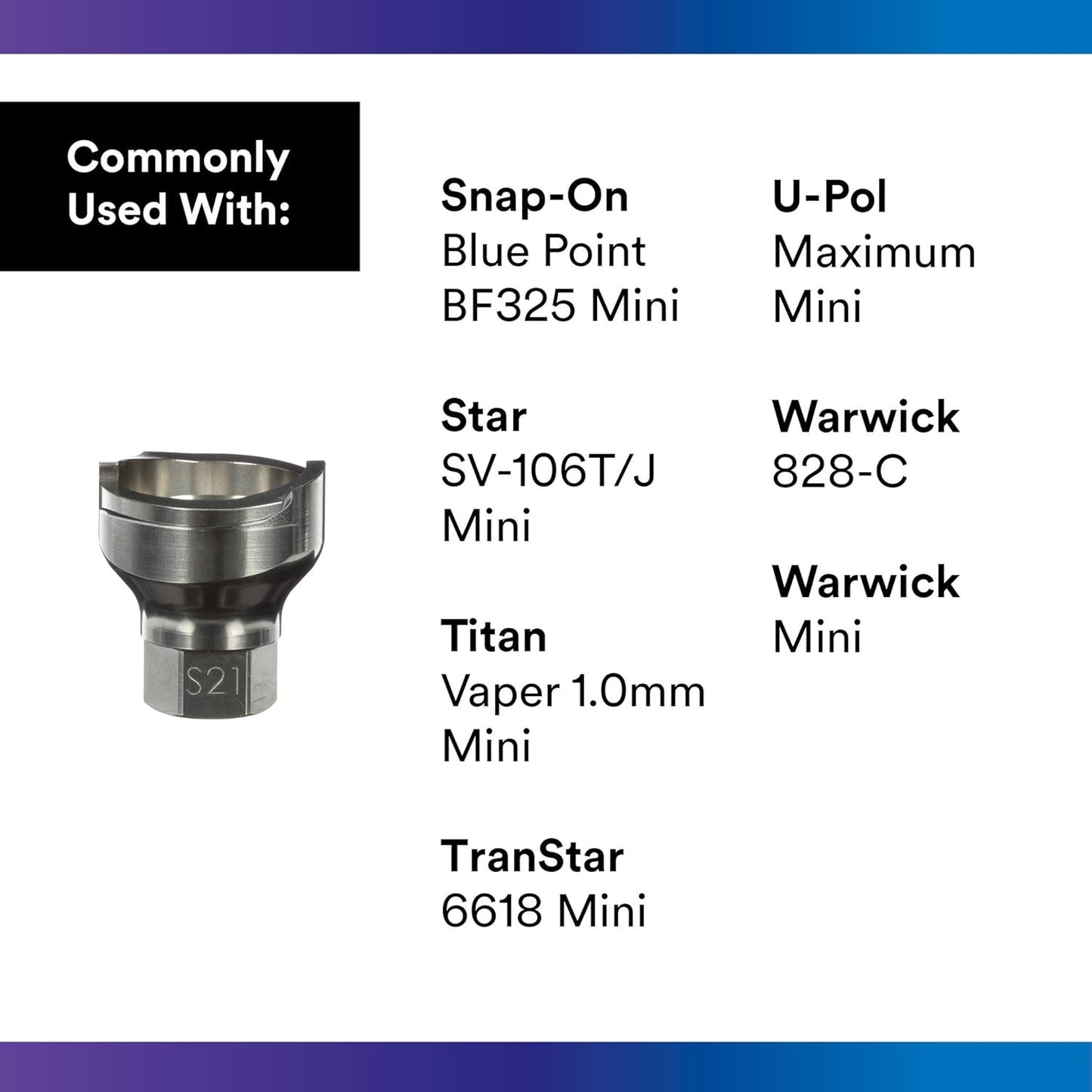 New, 3M PPS 2.0 Spray Gun Adapter #S21, 26105, 14 mm Female, 1.0 mm Thread, Connects Numerous Paint Gun Brands to PPS 2.0 Paint Spray System, 1 Pack