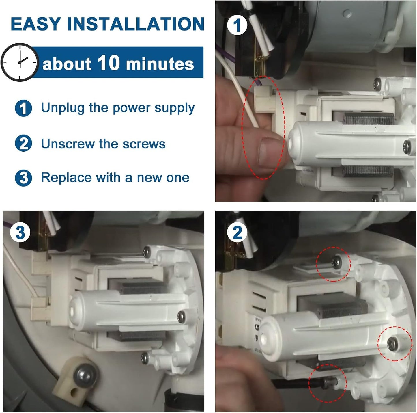 Open Box, NEW A00126401 bpx1-90e Drain Pump Assembly Fit for Frigidaire Ken-more Cro-sley Dishwasher by AMI PARTS Replaces AP5690431 5304492415 PS8689824 154736201