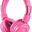 New, noot products Kids Headphones K22 Foldable Stereo Tangle-Free 5ft Long Cord 3.5mm Jack Plugin Wired On-Ear Headset for iPad/Amazon Kindle Fire/Girls/School/Laptop/Travel/Plane/Tablet FlamingoPink