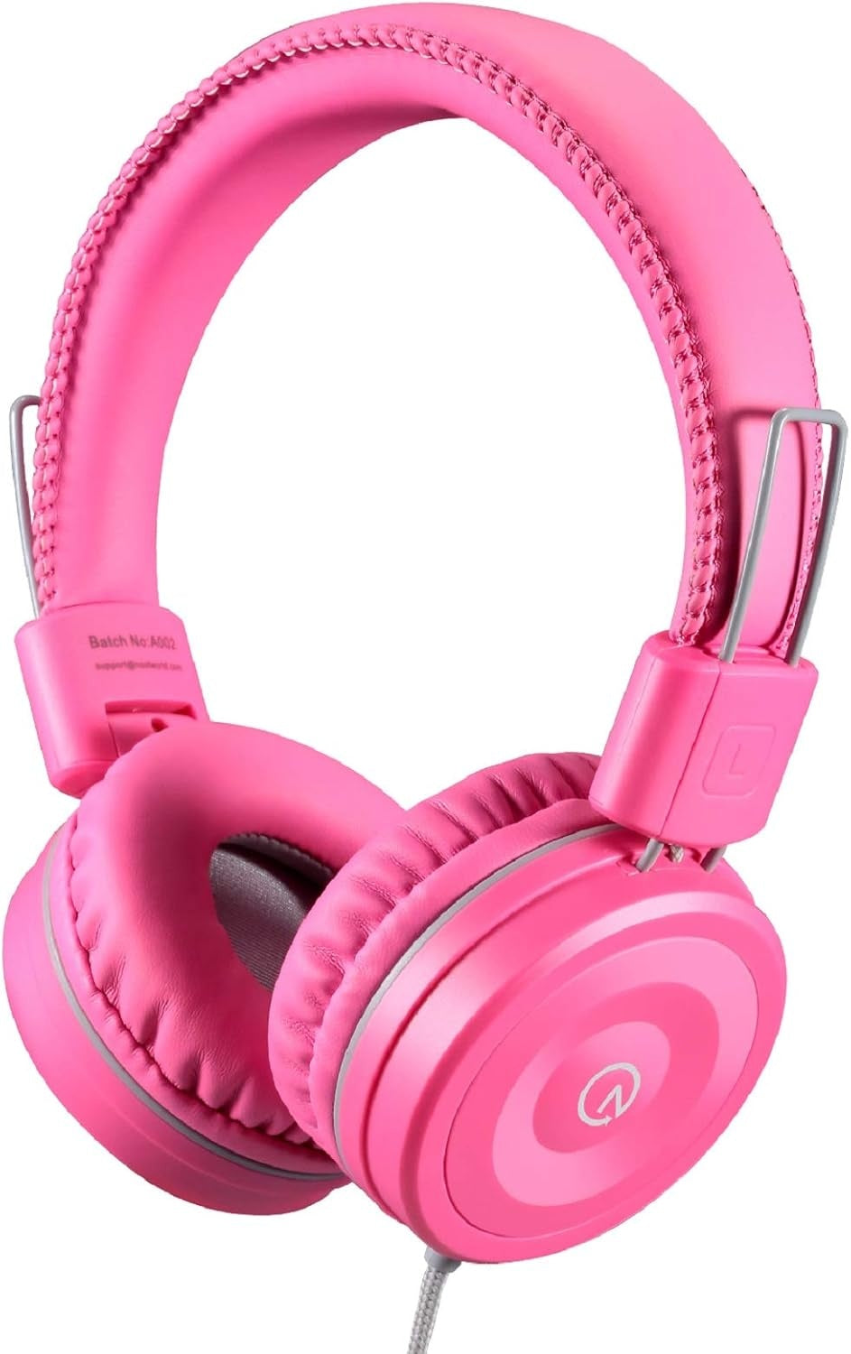 New, noot products Kids Headphones K22 Foldable Stereo Tangle-Free 5ft Long Cord 3.5mm Jack Plugin Wired On-Ear Headset for iPad/Amazon Kindle Fire/Girls/School/Laptop/Travel/Plane/Tablet FlamingoPink