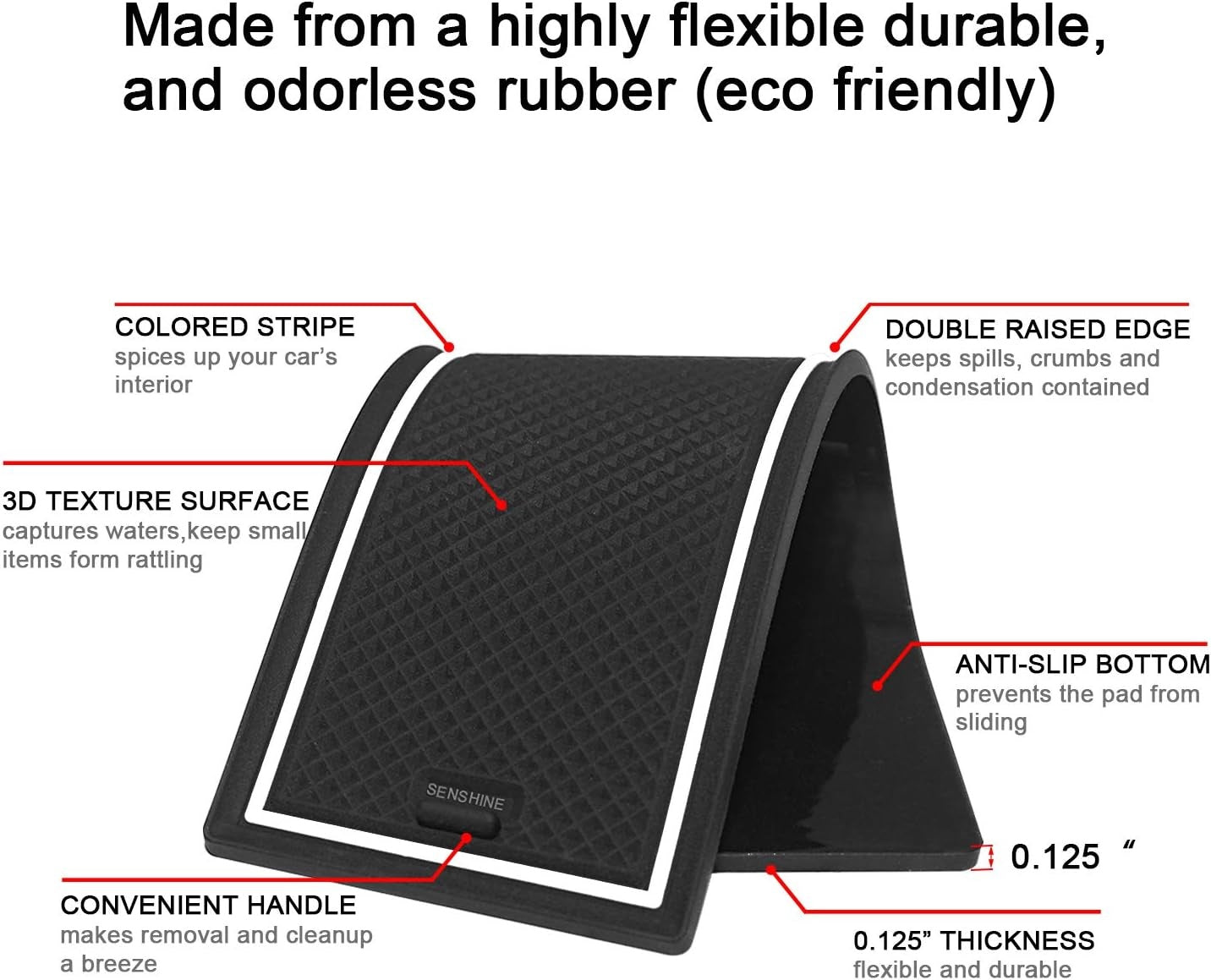 New, SENSHINE for Toyota Highlander Accessories 2025 2020-2024 Anti Dust Cup Holder Insert Center Console Shifter Trim Door Packet Mats Premium Custom Interior 22PC Set (White Trim, Glow in Dark)