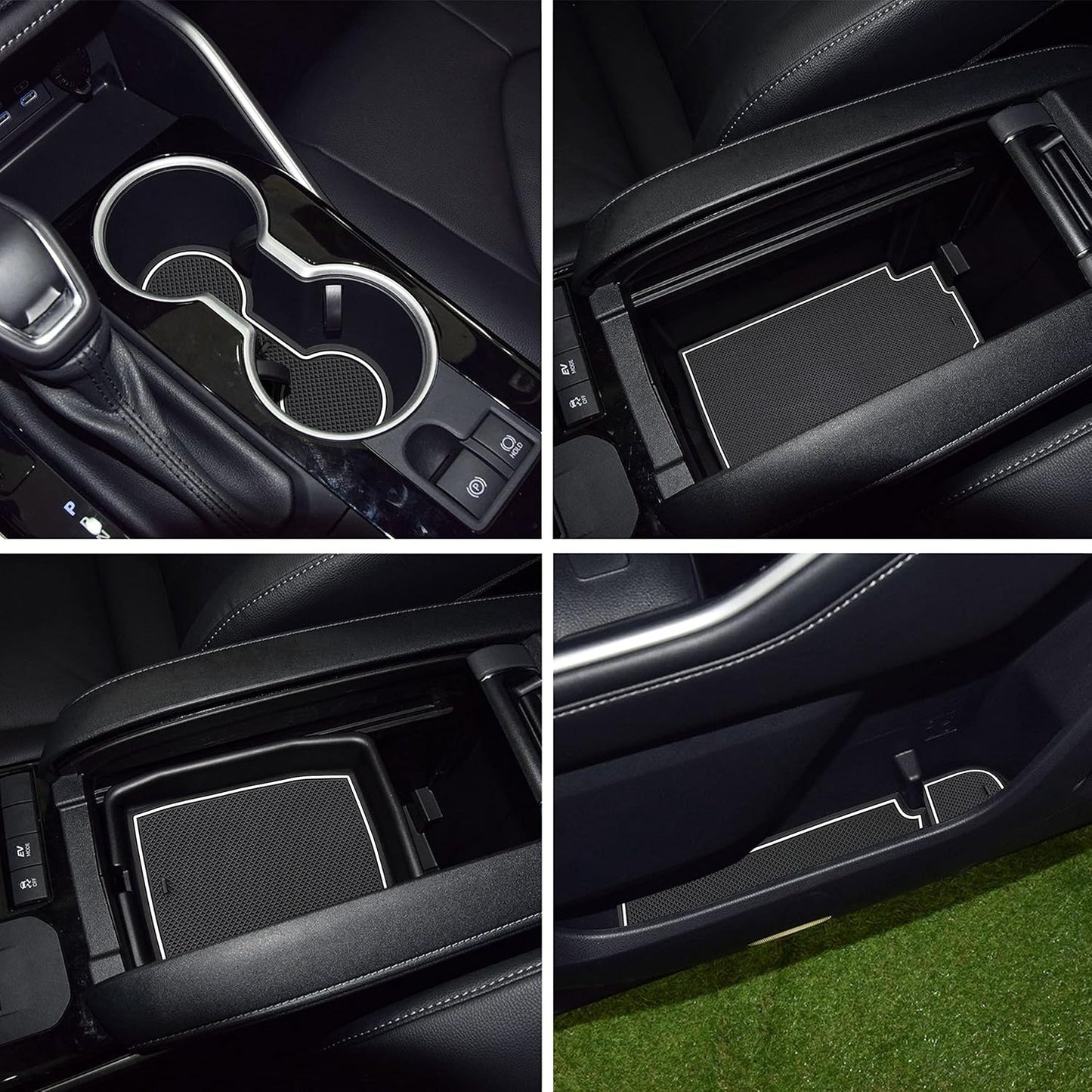 New, SENSHINE for Toyota Highlander Accessories 2025 2020-2024 Anti Dust Cup Holder Insert Center Console Shifter Trim Door Packet Mats Premium Custom Interior 22PC Set (White Trim, Glow in Dark)