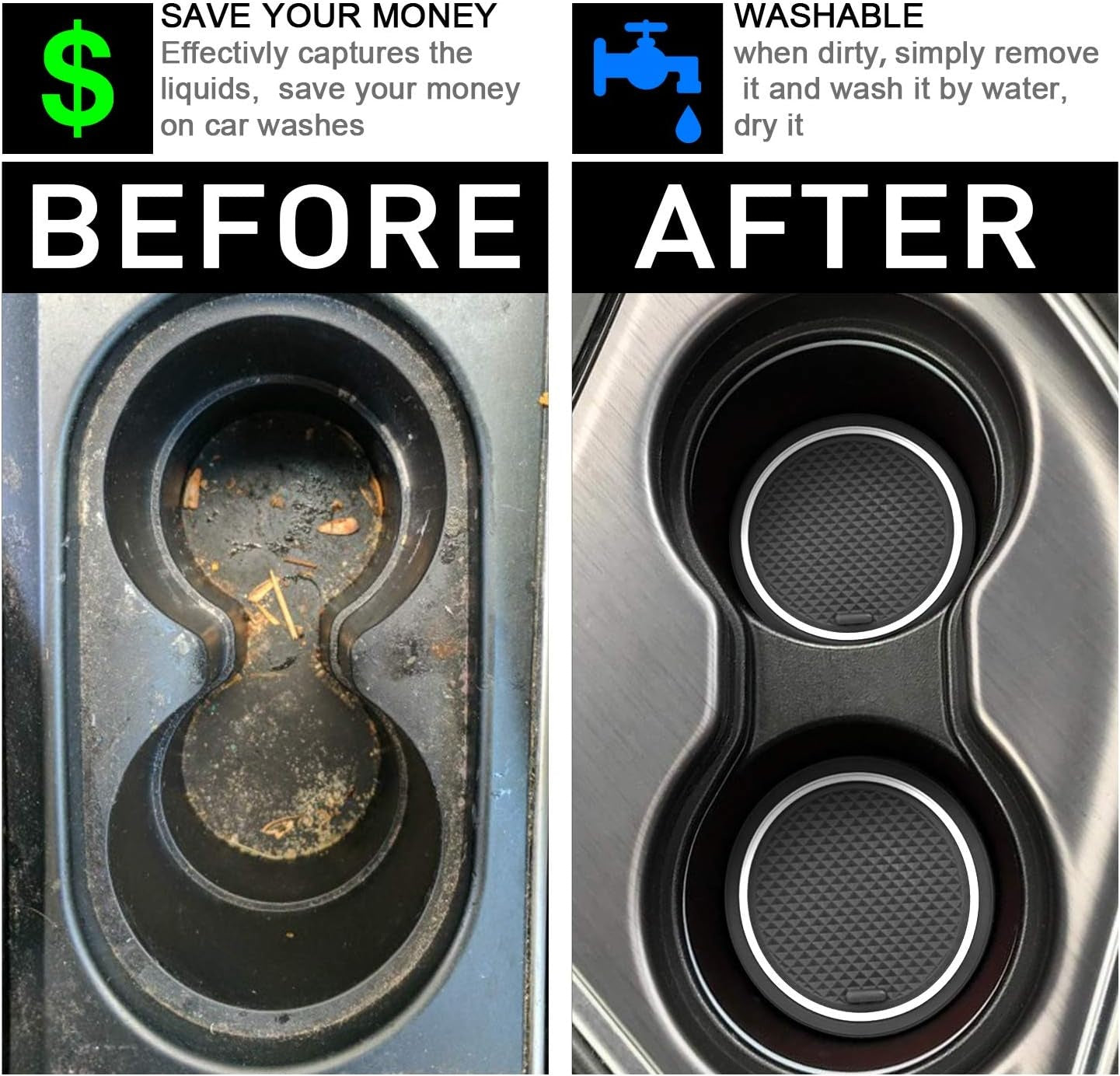 New, SENSHINE for Toyota Highlander Accessories 2025 2020-2024 Anti Dust Cup Holder Insert Center Console Shifter Trim Door Packet Mats Premium Custom Interior 22PC Set (White Trim, Glow in Dark)