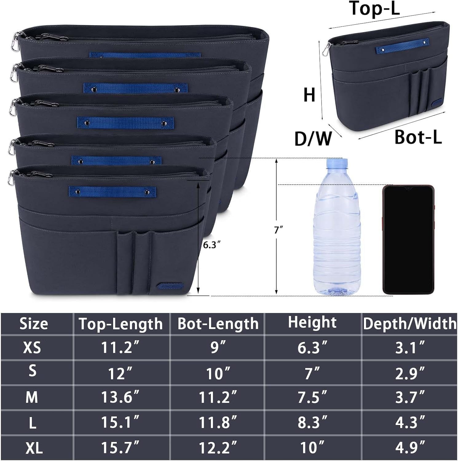 New, HyFanStr Purse Organizer Insert for Handbags,Tote Bag Organizer Insert Zipper Bag for Women, Handbag Organizer Inside Liner with 15 Pockets