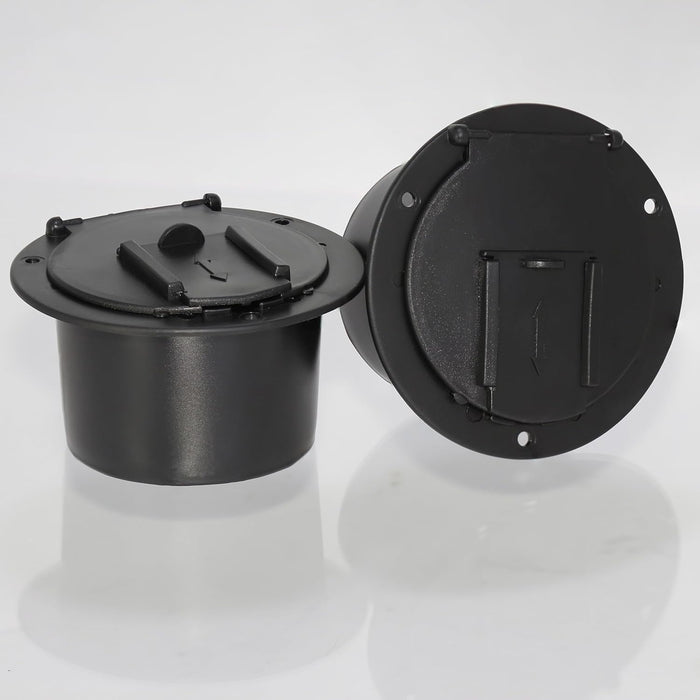New, 2Pcs Round Electric Cable Hatch RV Camper Cord Cover,Compatible Travel Tent Trailer Motorhome,Accepts up to 50 Amp Cord(Black)
